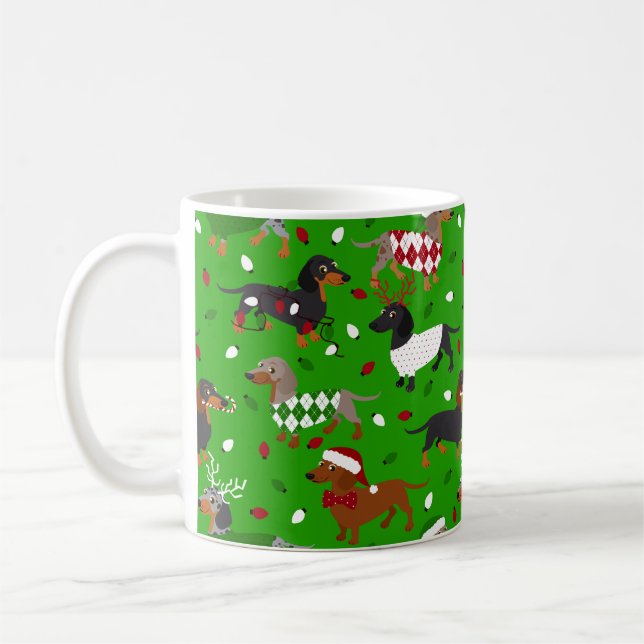 Caneca De Café Natal Dachshund Todos os Casacos Coffee Mug (Esquerda)