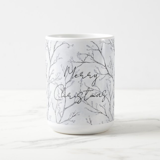 Caneca De Café Natal das Árvores de Inverno de Prata (Centro)