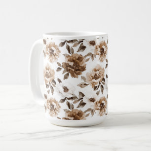 Caneca De Café Natal das Flores Brancas Castanhas