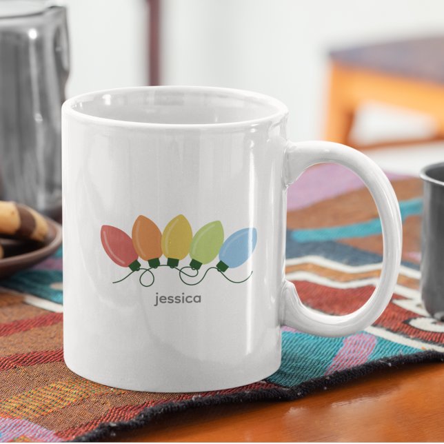 Caneca De Café Natal das Luzes Gráficas Modernas (Criador carregado)