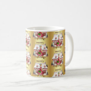Caneca De Café Natal de 1950 Senhora Vintage Fazendo Compras