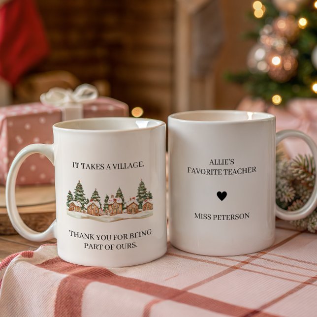 Caneca De Café Natal de Apreciação para Professores: Leva uma Ald (It takes a Village Teacher Christmas Gift)