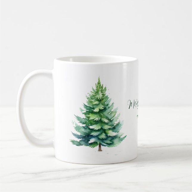 Caneca De Café Natal de árvore personalizada (Esquerda)