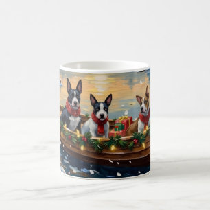 Caneca De Café Natal de barco de Bull Terrier