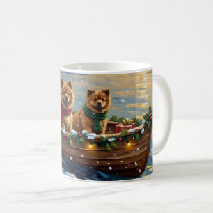 Caneca De Café Natal de barco de Chow Chow