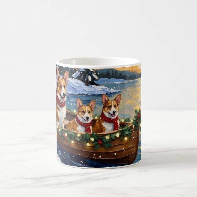 Caneca De Café Natal de barco de Corgi (Centro)