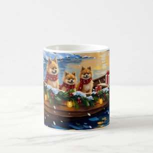 Caneca De Café Natal de barco de Pomerânia