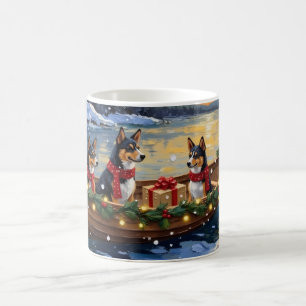 Caneca De Café Natal de barco do Basenji