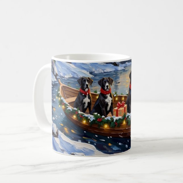 Caneca De Café Natal de Barco do Great Dane (Frente Esquerda)