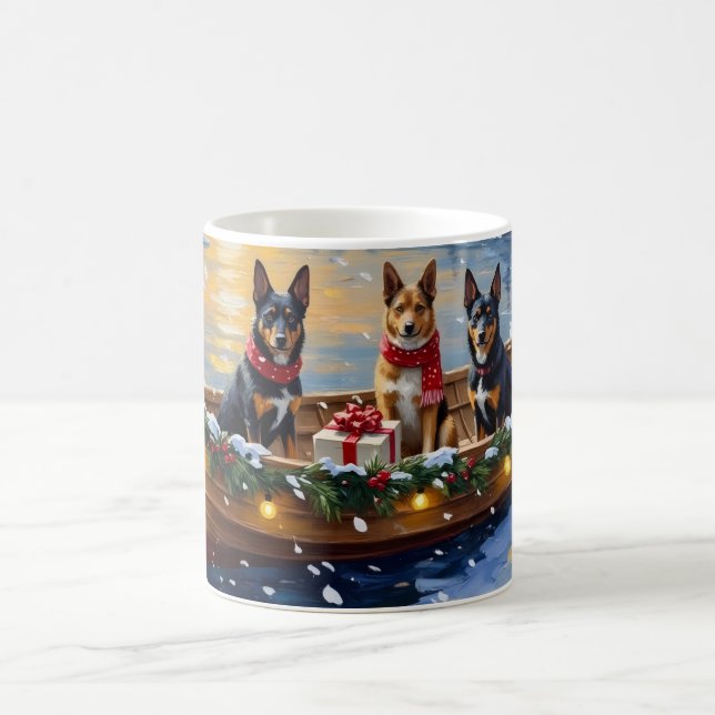 Caneca De Café Natal de barco do Malinois Belga (Centro)
