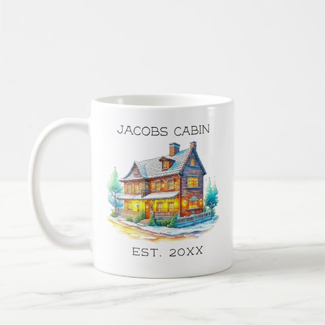 Caneca De Café Natal de Cabine de Log Personalizado (Esquerda)