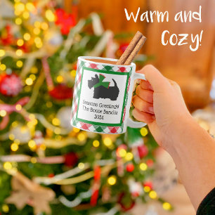 Caneca De Café Natal de Cachorro Negro Personalizado