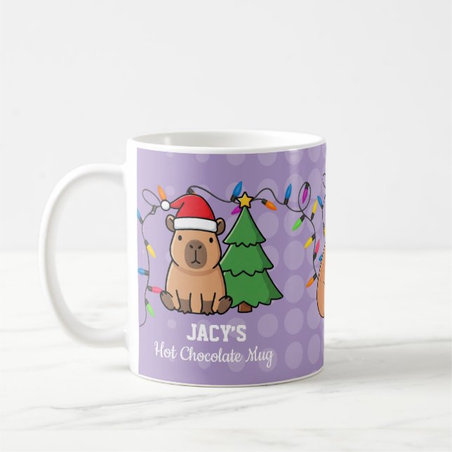 Caneca De Café Natal de Capivara de Crianças Fofas (Esquerda)