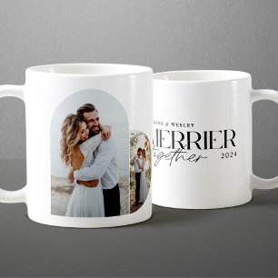 Caneca De Café Natal de Casamento Minimalista Mais Alegre Juntos