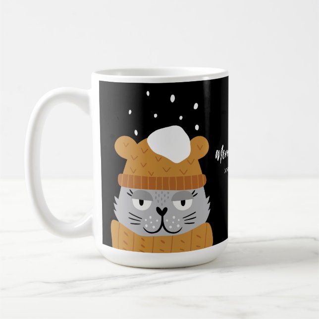 Caneca De Café Natal de Gato Fofo Personalizado (Esquerda)
