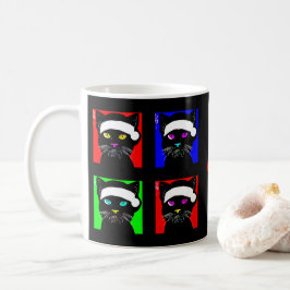 Caneca De Café Natal de Gato Negro Entediado Personalizado