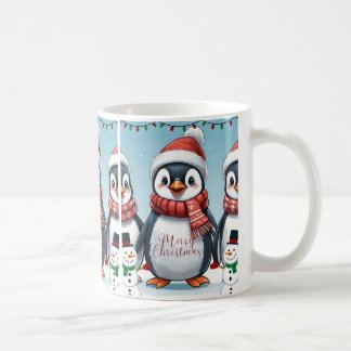Caneca De Café Natal de pinguim feliz