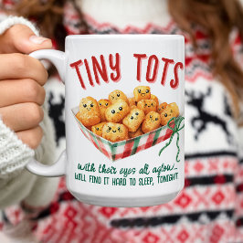 Caneca De Café Natal Divertido Tiny Tater Tots Aquarela Xadrez