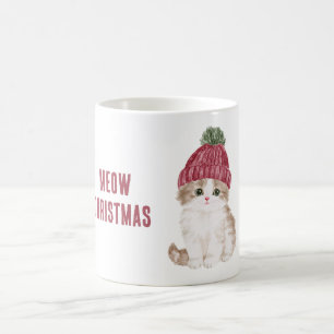 Caneca De Café Natal do Gato com um Chapéu