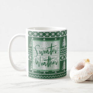 Caneca De Café Natal do Nórdico Verde sobre o Clima do Sweather