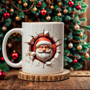Caneca De Café Natal do Papai Noel 3D Jolly - Natal engraçado