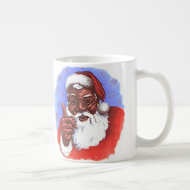 Caneca De Café Natal do Papai Noel Africano Negro (Direita)
