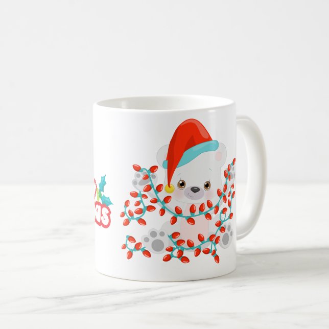 Caneca De Café Natal do Ursinho Polar (Frente Esquerda)