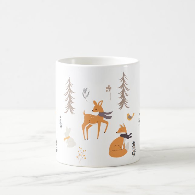 Caneca De Café Natal dos Animais das Florestas de Inverno (Centro)