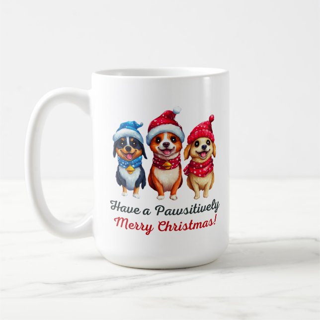 Caneca De Café Natal dos cães (Esquerda)