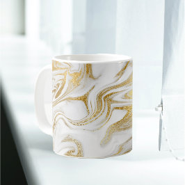 Caneca De Café Natal Dourado e elegante do mármore branco