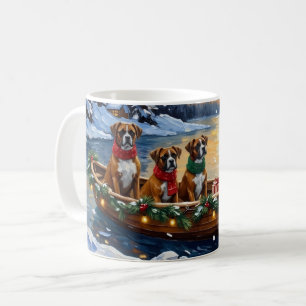 Caneca De Café Natal em Barco de Boxer