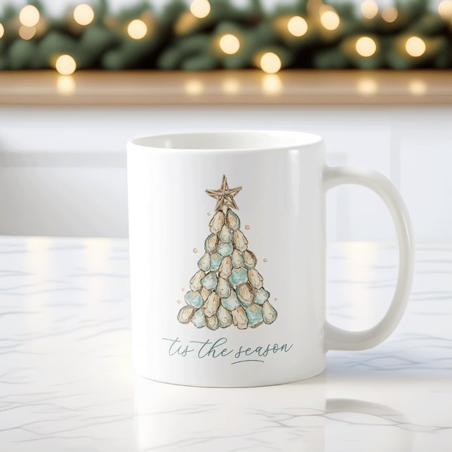 Caneca De Café Natal em Concha de Ostra Costeira (Criador carregado)