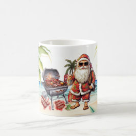 Caneca De Café Natal em julho com Papais noeis na praia