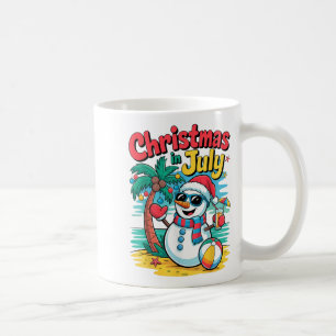 Caneca De Café Natal Em Julho De Summer Beach Xmas Snowman Palm T