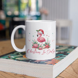 Caneca De Café Natal em julho Flamingo