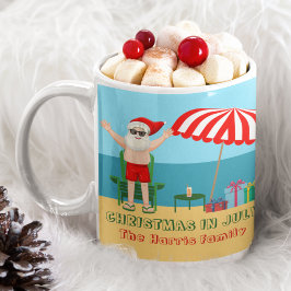 Caneca De Café Natal em julho Verão Santa Claus Beach House