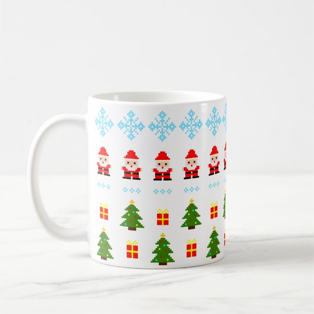 Caneca De Café Natal em Pixel Art (Esquerda)