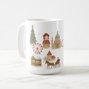 Caneca De Café Natal em Viena em Aquarela – Inverno Aconchegante