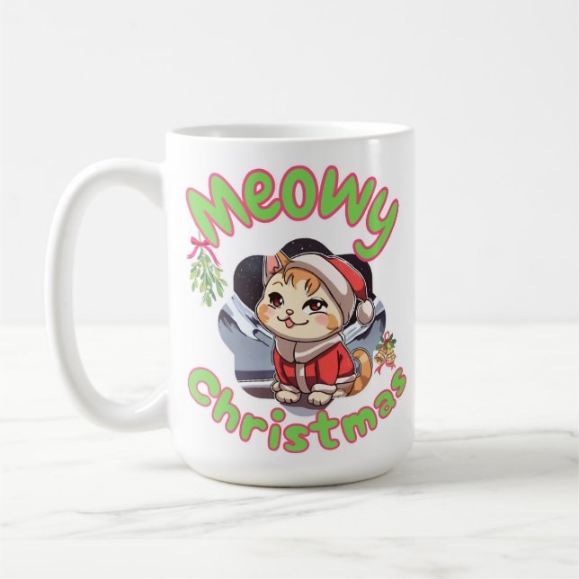 Caneca De Café Natal felino  (Esquerda)
