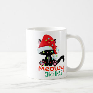 Caneca De Café Natal Felino Luzes de Natal do Gato