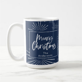 Caneca De Café Natal feliz com a escrita azul e branca