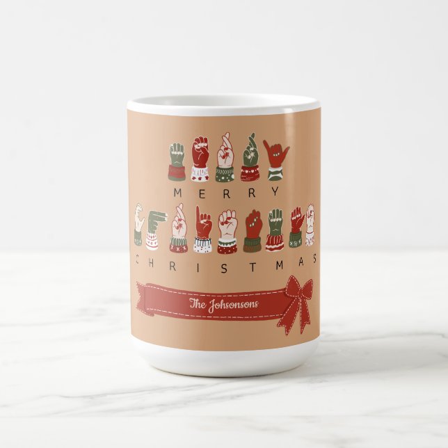 Caneca De Café Natal Feliz Customizado e Aconchegante em ASL (Centro)