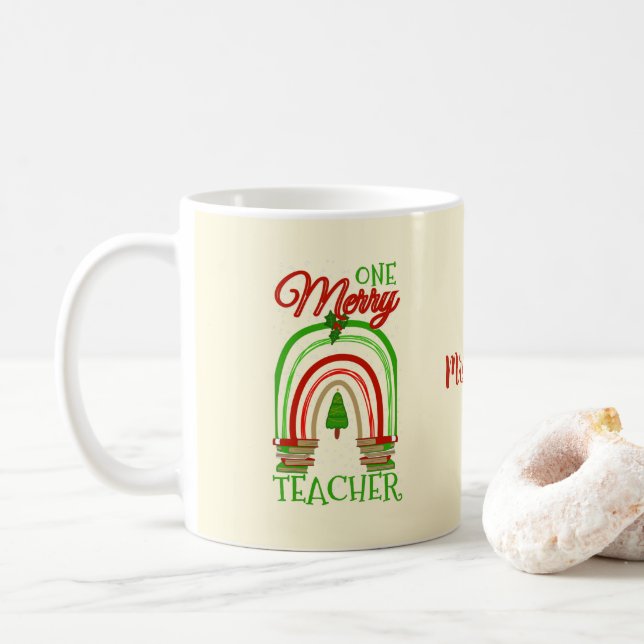 Caneca De Café Natal Feliz Personalizado Professor Natal (Com Donut)