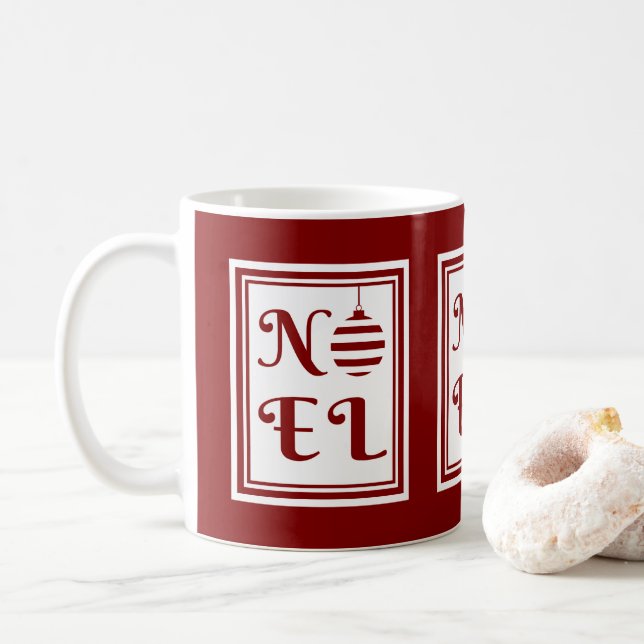 Caneca De Café NATAL Festa de Natal Vermelho e Branco (Com Donut)