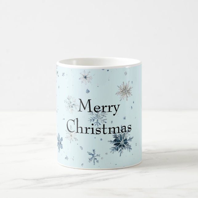 Caneca De Café Natal Flocos de Neve Azuis (Centro)