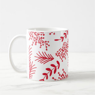 Caneca De Café Natal Floral Botânico Férias de Natal