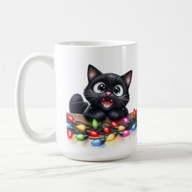 CANECA DE CAFÉ NATAL GENETICAMENTE PRETO COM LUZES (Esquerda)