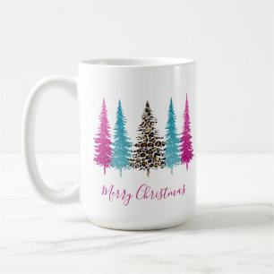 Caneca De Café Natal Glam Rosa Turquesa