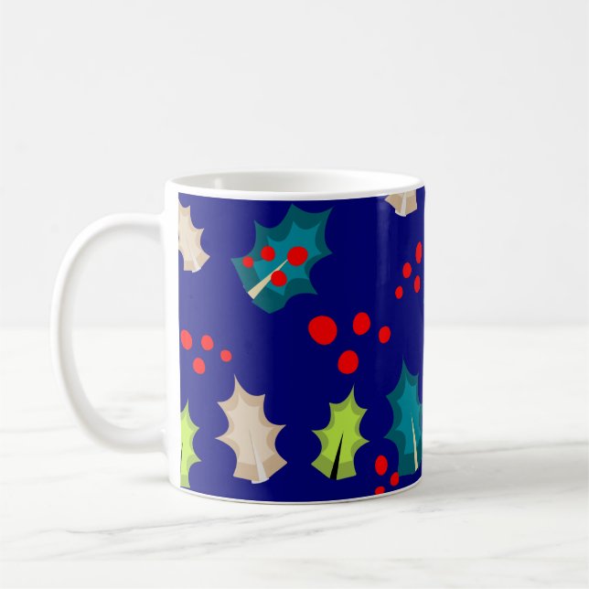 Caneca De Café Natal Holly e Berries (Esquerda)