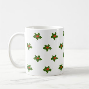 Caneca De Café Natal Holly Pattern